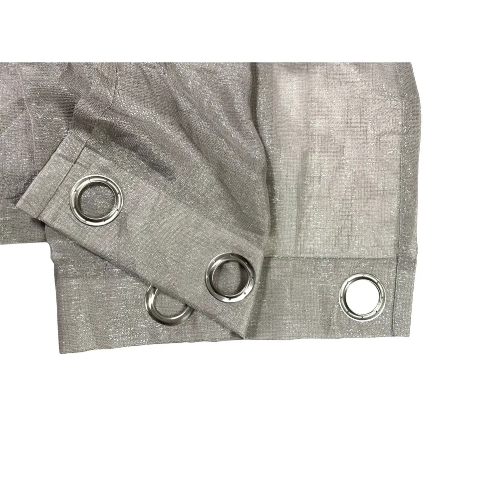 1 Single Silver Curtain Panel Metallic Drape With Grommets 84 Sheer Gray Shimmer